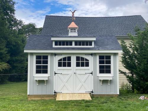 LISB-East-Setauket-10x14-garden-dormer-cape-cod-black-roof-carriage-house-doors-classic-flowerboxes-cupola-eagle-weathervane-3